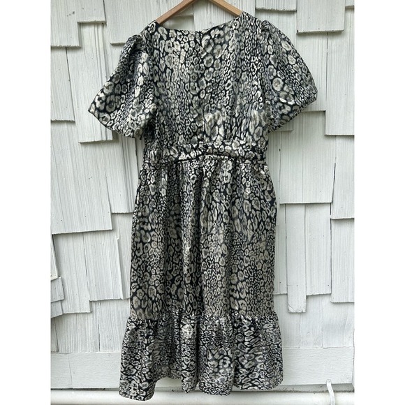 NWT Lovedrobe Luxe Plus Midaxi Dress Metallic Leopard Jacquard Puff Sleeve Sz 18 - Picture 6 of 8
